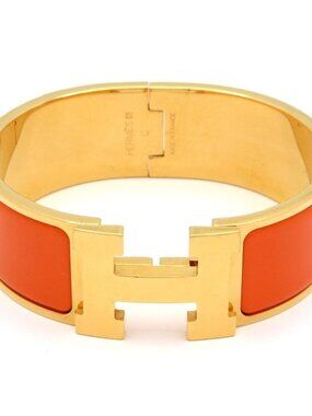 Hermes Bangle Clic Clac Gold Orange Bracelet